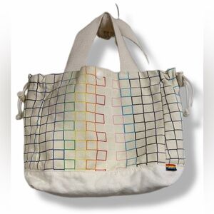 Vans Small Canvas Tote Bag Rainbow Grid Pride Print Drawstring